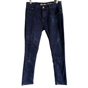 Tailored Recreation Mens Distressed Jeans Embroidered Tapered Leg NWT 32 30 bv